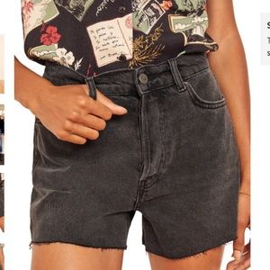 NWT Reformation Dixie High Waist Jean Short Seine black raw hem cutoff shorts 29